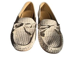 Women's White Perforated Loafers